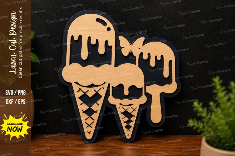 Ice Cream Design laser cut svg File ice cream laser cut file example image 1