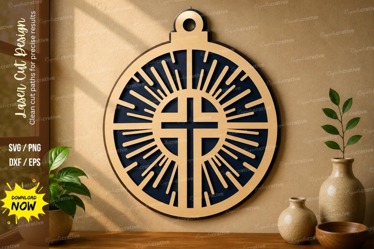 Christian Cross Ornament laser cut svg File christian cross example image 1