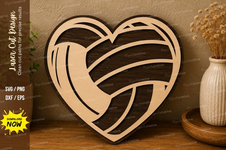 Heart Wave Design laser cut svg File heart wave laser cut example image 1