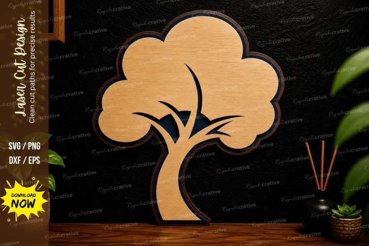 Simple Tree Design laser cut svg File simple tree laser cut example image 1