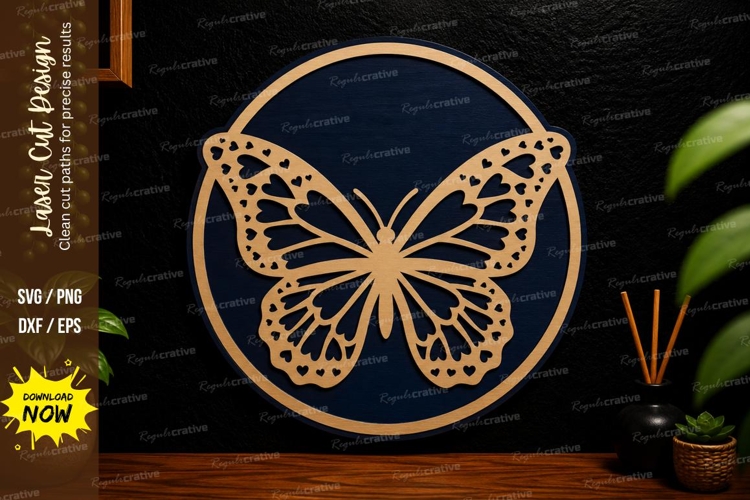 Butterfly Circle Design laser cut svg File butterfly circle example image 1