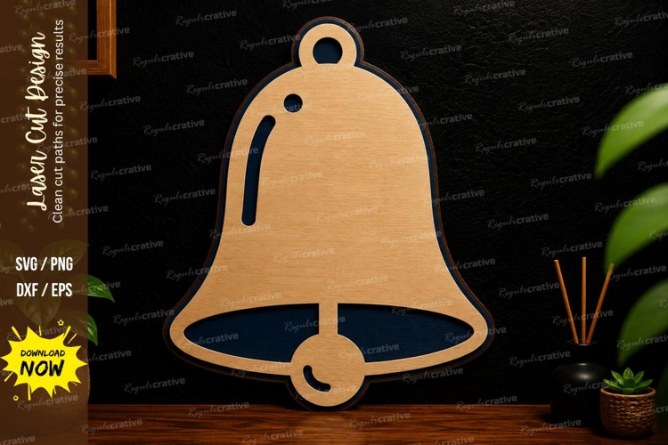 Simple Bell Ornament laser cut svg File simple bell laser example image 1