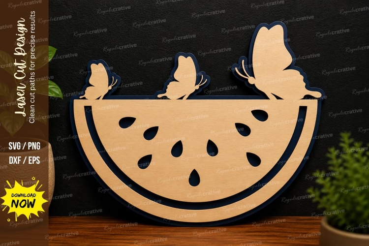Watermelon Butterfly Art laser cut svg File watermelon example image 1