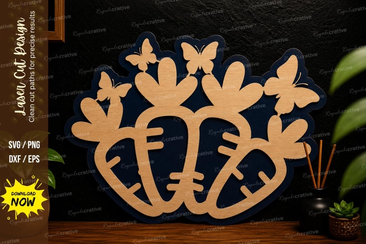 Carrot Butterfly Design laser cut svg File carrot butterfly example image 1