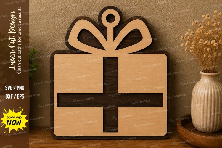 Gift Box Ornament laser cut svg File gift box laser cut file example image 1