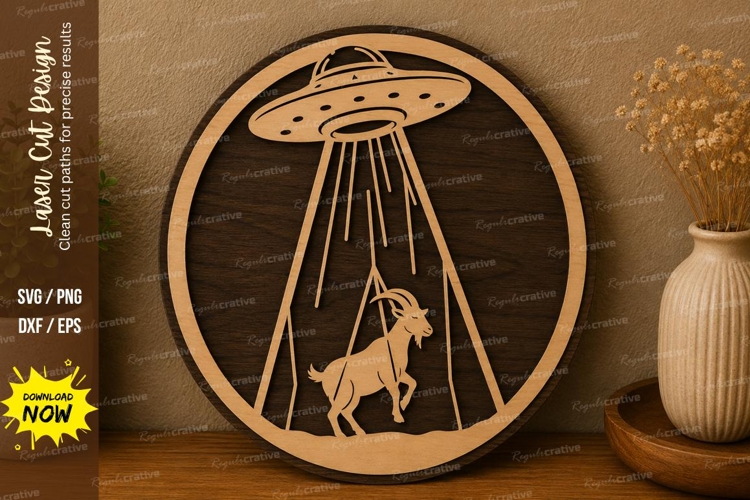 Alien UFO Scene laser cut svg File alien ufo laser cut file example image 1