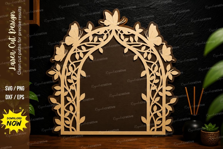 Floral Arch Frame laser cut svg File floral arch laser cut example image 1