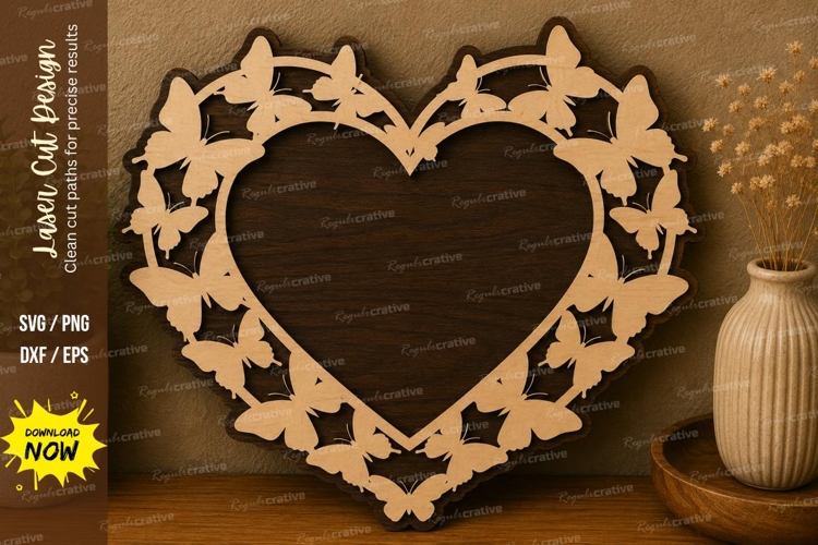 Butterfly Heart Wreath laser cut svg File butterfly heart example image 1