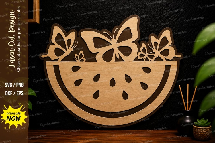 Watermelon Butterfly laser cut svg File watermelon butterfly example image 1