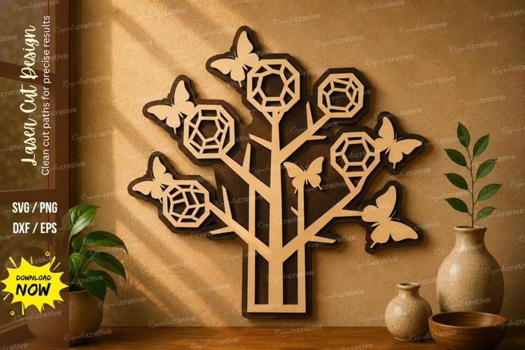 Geometric Flower Tree laser cut svg File geometric flower example image 1