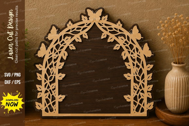 Leaf Arch Frame laser cut svg File leaf arch laser cut file example image 1