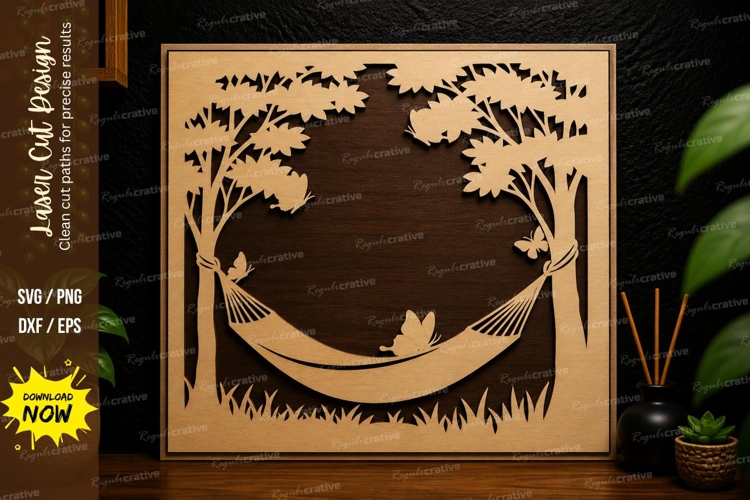 Hammock Nature Scene laser cut svg File hammock nature laser example image 1