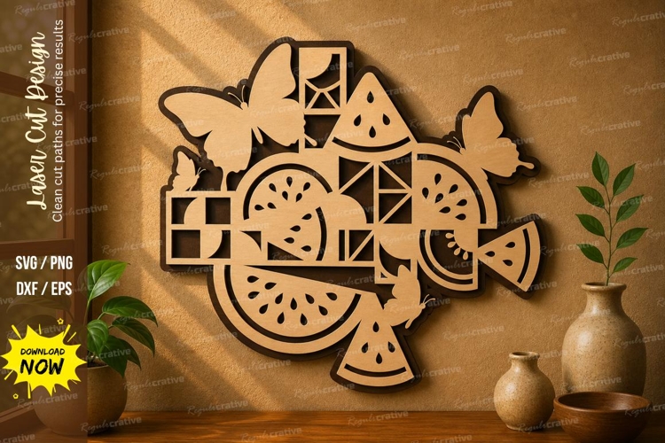 Geometric Fruit Design laser cut svg File geometric fruit example image 1