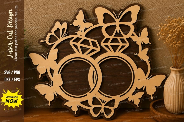 Butterfly Ring Decor laser cut svg File butterfly ring laser example image 1
