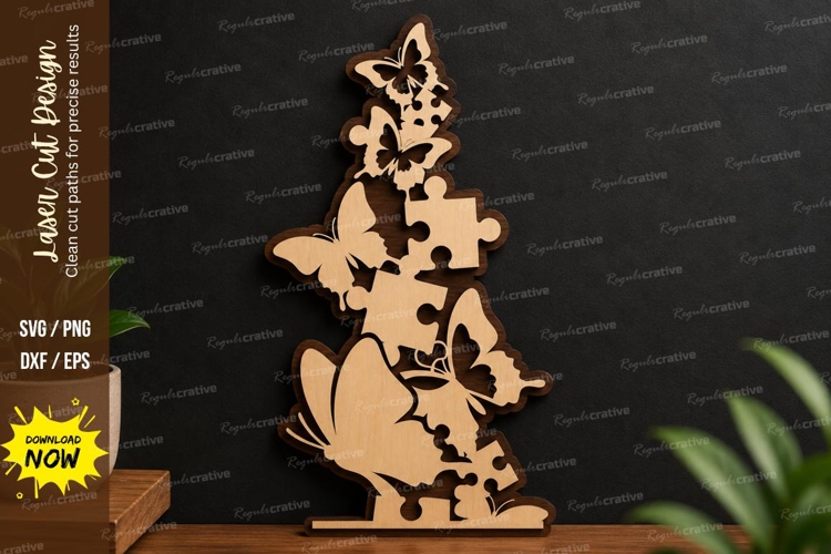 Puzzle Butterfly Grid laser cut svg File puzzle butterfly example image 1