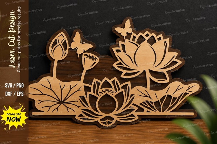 Lotus Flower Scene laser cut svg File lotus flower svg example image 1