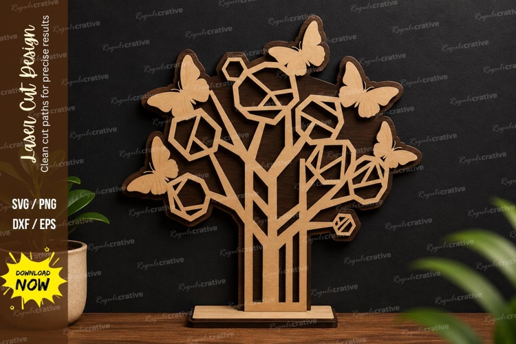 Geometric Butterfly Tree laser cut svg File geometric tree example image 1