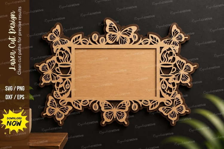 Butterfly Floral Label laser cut svg File butterfly floral example image 1