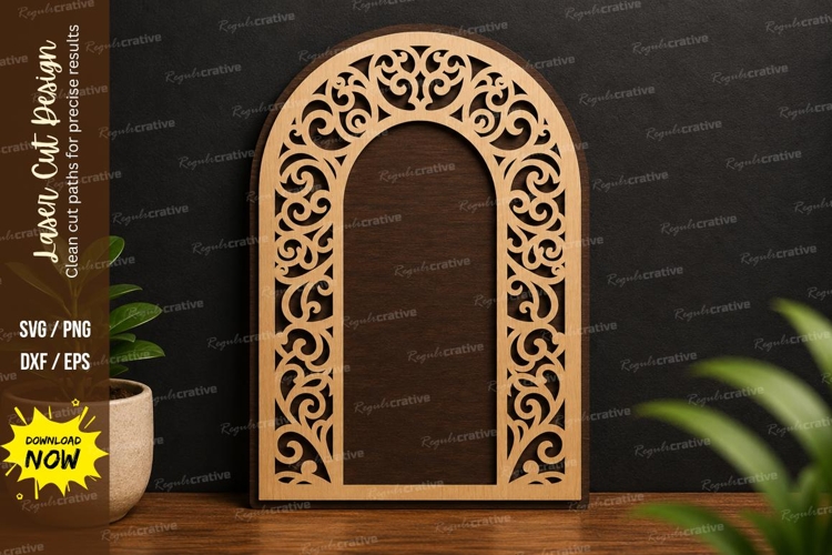 Ornate Arch Frame laser cut svg File ornate arch svg, decora example image 1