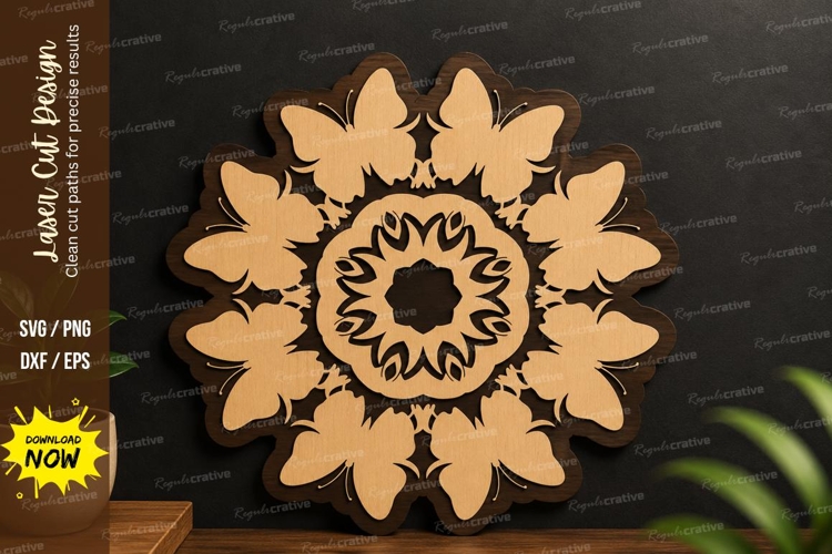 Butterfly Mandala Art laser cut svg File butterfly mandala example image 1