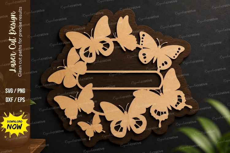 Butterfly Circle Wreath laser cut svg File butterfly circle example image 1