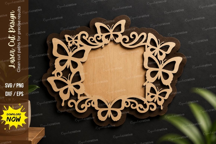 Butterfly Name Frame laser cut svg File butterfly name frame example image 1