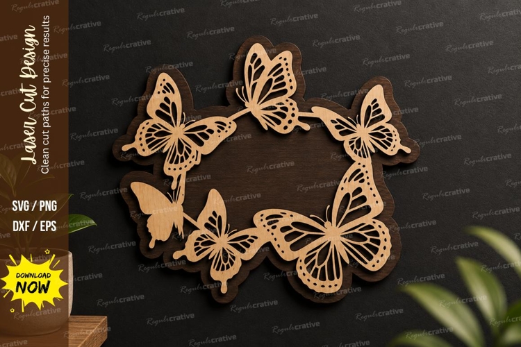 Butterfly Circle Wreath laser cut svg File butterfly circle example image 1