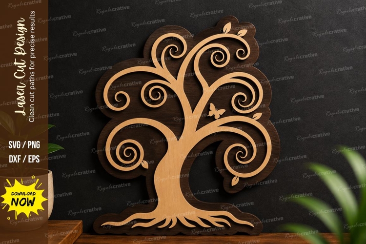 Swirl Tree Design laser cut svg File swirl tree svg file example image 1
