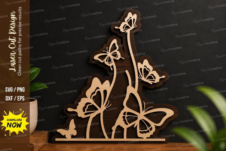 Butterfly Flower Branch laser cut svg File butterfly flower example image 1