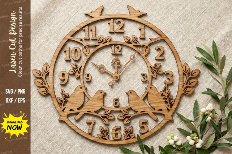 Decorative Wall Clock Laser Cut, clock svg, decorative clock