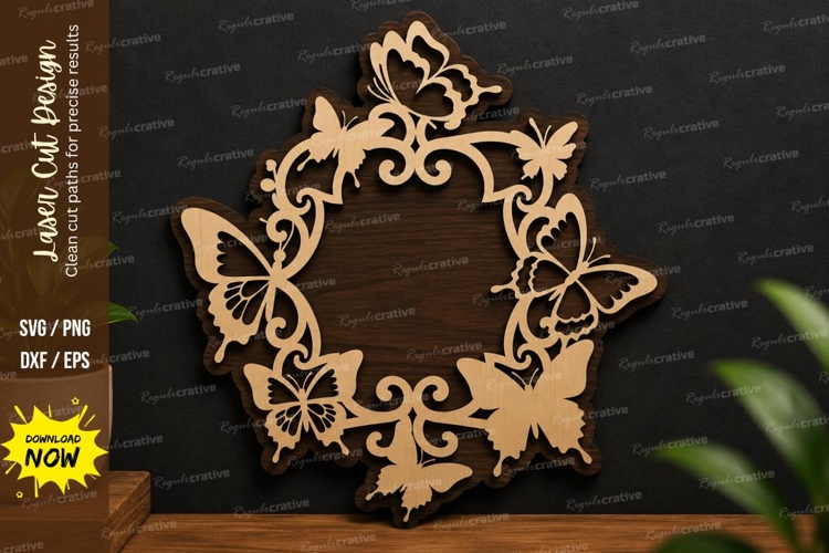Butterfly Ornate Frame laser cut svg File butterfly ornate example image 1