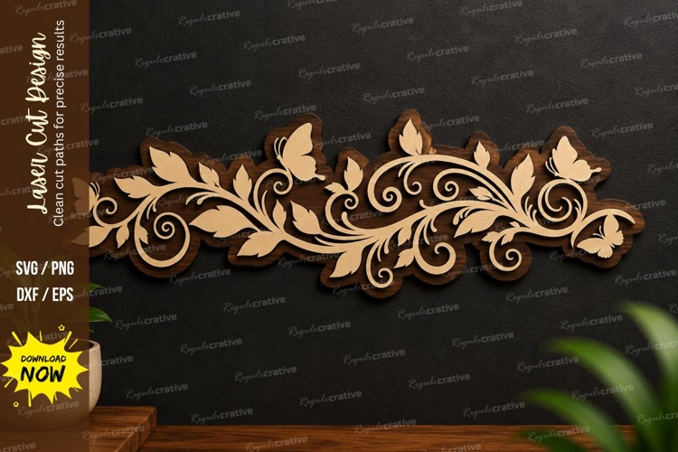 Butterfly Vine Border laser cut svg File butterfly vine svg example image 1