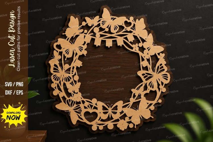 Butterfly Circle Wreath laser cut svg File butterfly wreath example image 1