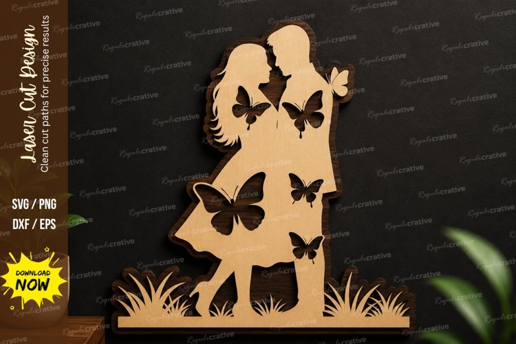 Butterfly Girl Silhouette laser cut svg File butterfly girl example image 1