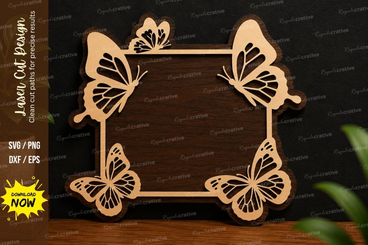Butterfly Floral Frame laser cut svg File butterfly floral example image 1