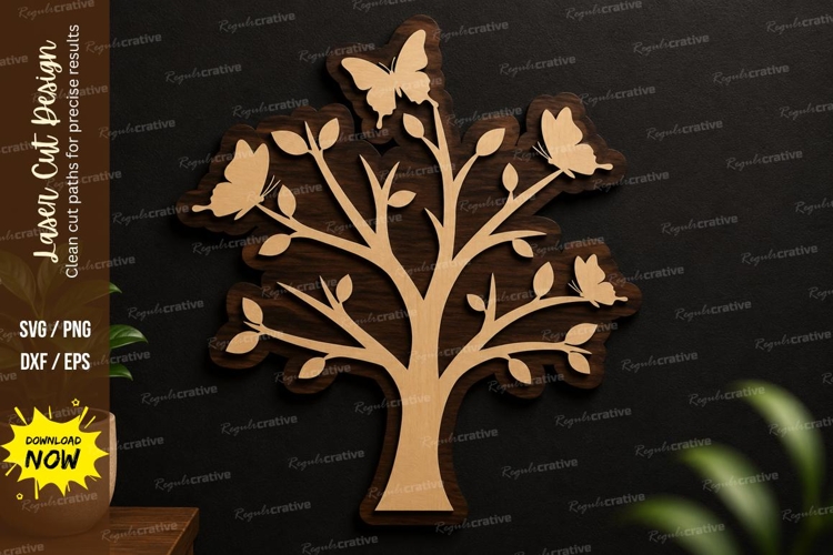 Butterfly Tree Decor laser cut svg File butterfly tree svg example image 1