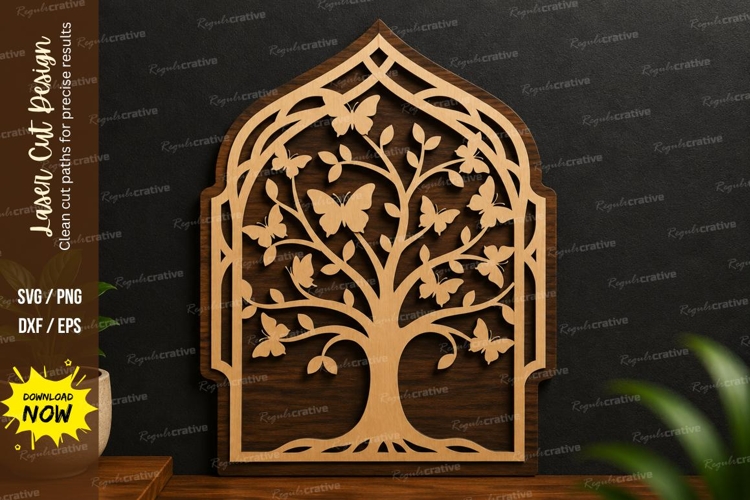Tree Arch Frame laser cut svg File tree arch svg, arch frame example image 1