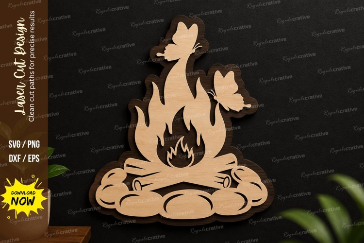 Campfire Flames Decor laser cut svg File campfire svg, fire example image 1