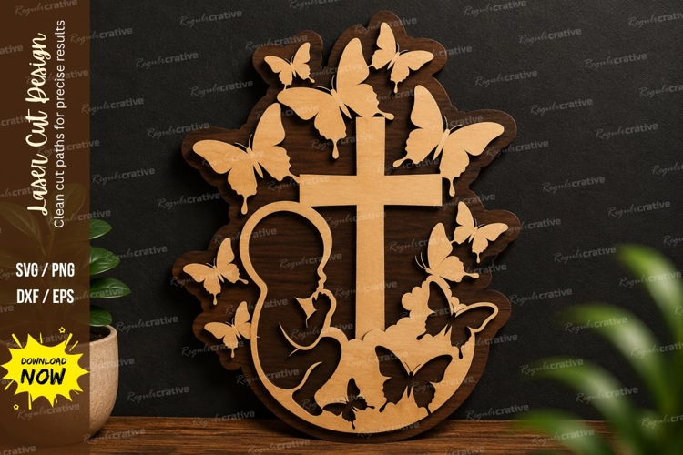 Cross Baby Memorial laser cut svg File cross baby memorial example image 1