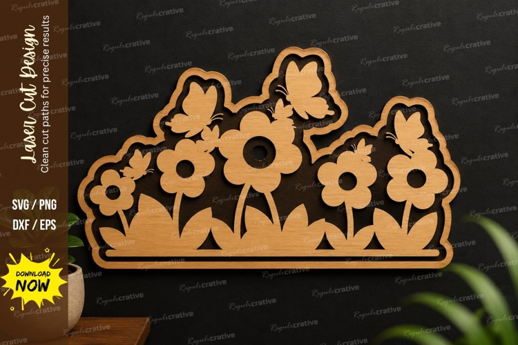 Flower Garden Border laser cut svg File flower garden svg example image 1