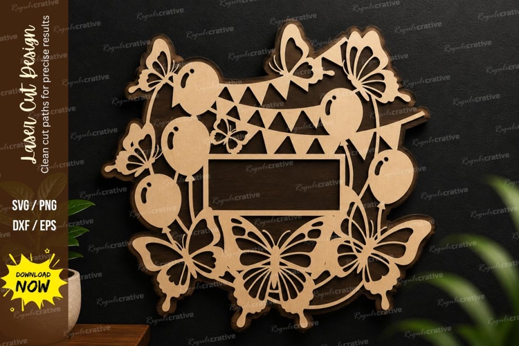Butterfly Fruit Frame laser cut svg File butterfly fruit example image 1