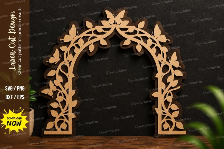 Leaf Arch Frame laser cut svg File leaf arch svg, arch frame example image 1
