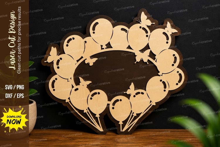 Balloon Heart Frame laser cut svg File balloon heart svg example image 1