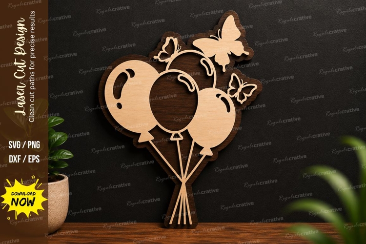 Balloon Butterfly Bouquet laser cut svg File balloon bouquet example image 1