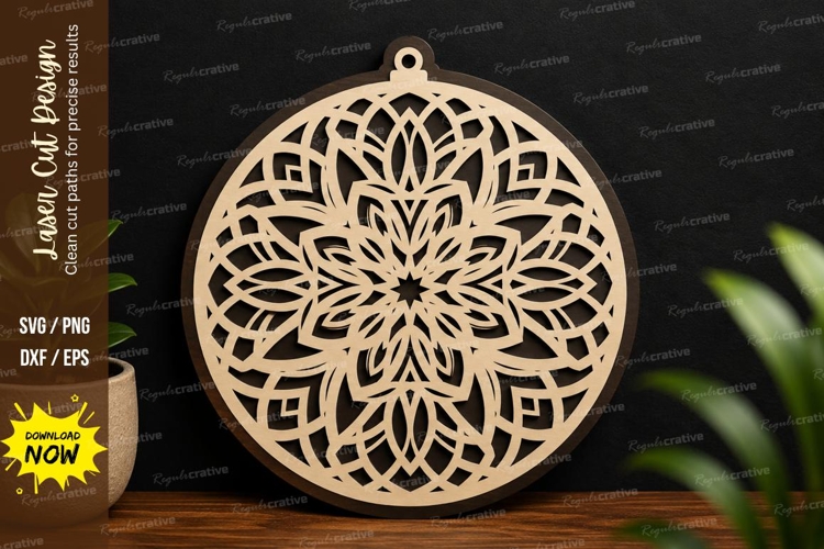 Mandala Ornament Design laser cut svg File mandala ornament example image 1