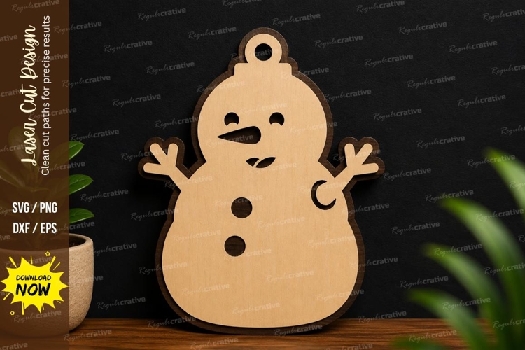 Cute Snowman Ornament laser cut svg File snowman ornament example image 1