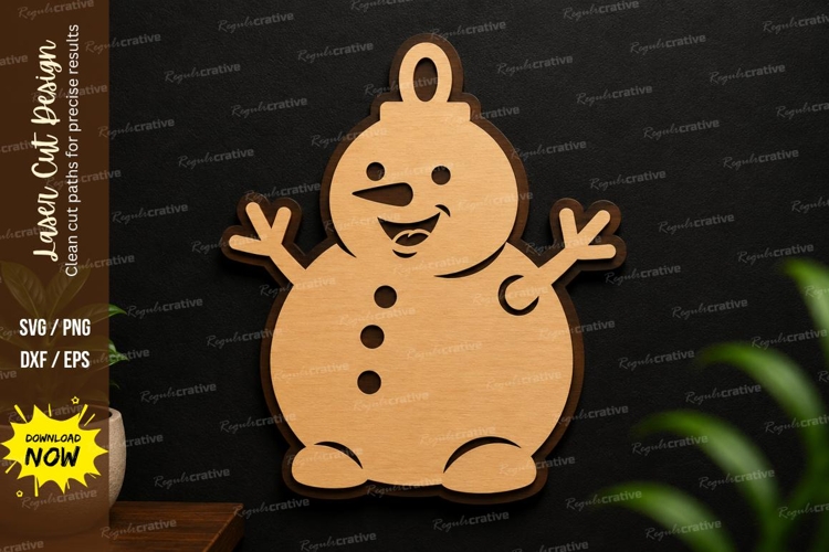 Happy Snowman Ornament laser cut svg File happy snowman svg example image 1