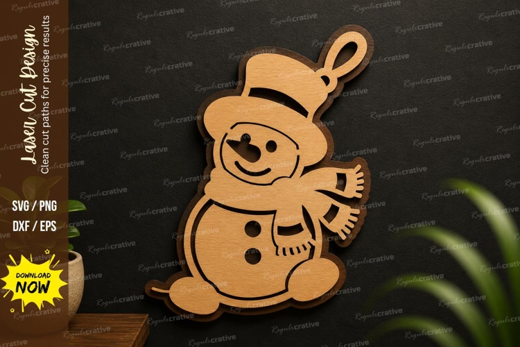 Cute Winter Snowman laser cut svg File cute snowman svg example image 1