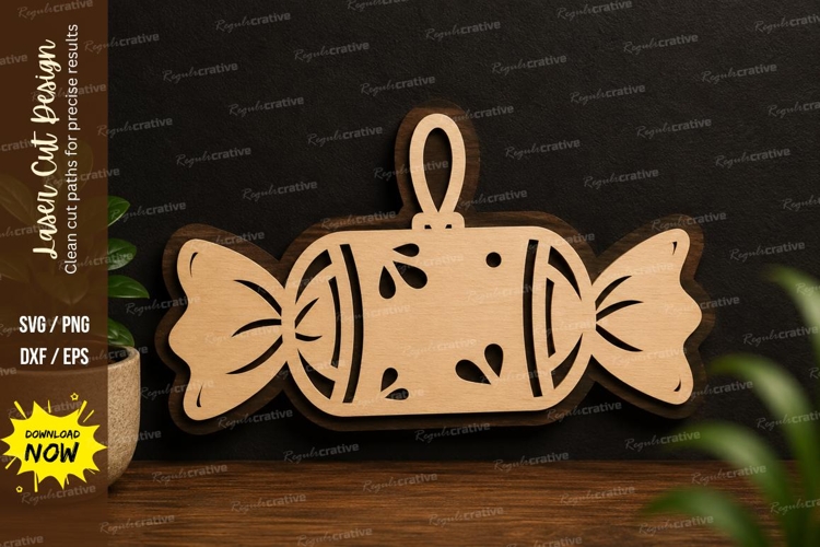 Wrapped Candy Ornament laser cut svg File wrapped candy svg example image 1