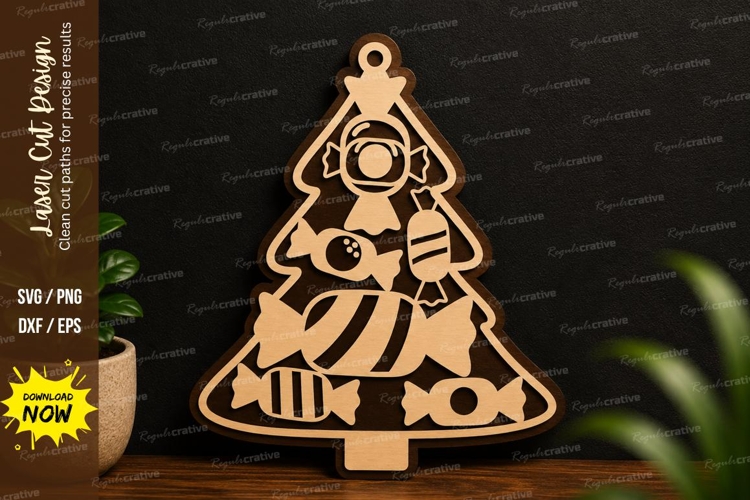 Candy Christmas Tree laser cut svg File candy christmas tree example image 1